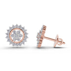 0.83 Carat Floral Cluster Diamond Stud Earrings 14K - Rose Gold