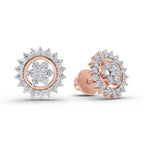 0.83 Carat Floral Cluster Diamond Stud Earrings 14K - Rose Gold