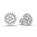 0.83 Carat Floral Cluster Diamond Stud Earrings 14K - White Gold