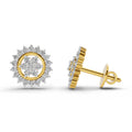 0.83 Carat Floral Cluster Diamond Stud Earrings 14K