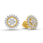 0.83 Carat Floral Cluster Diamond Stud Earrings 14K