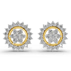 0.83 Carat Floral Cluster Diamond Stud Earrings 14K