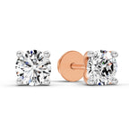 0.5 Carat 4 Prong Solitaire Diamond Stud Earrings 14K - Rose Gold