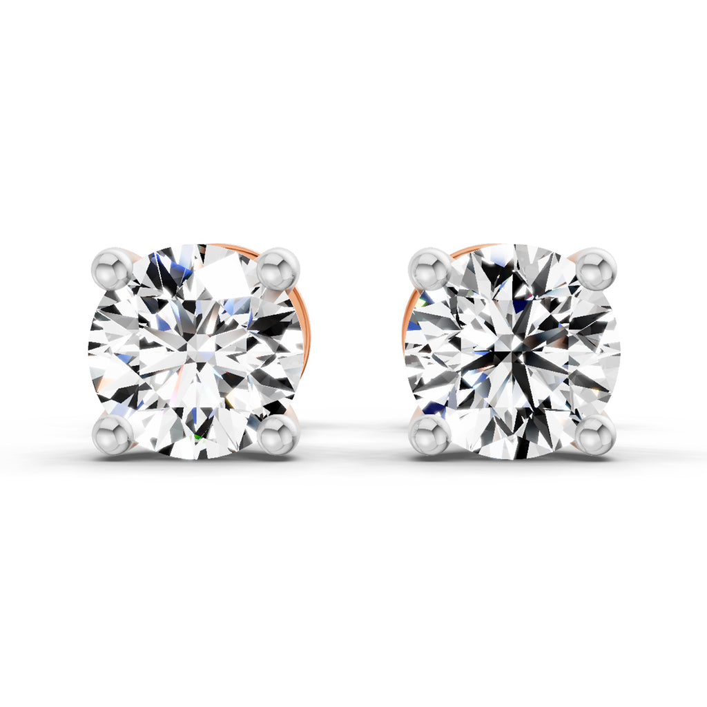0.5 Carat 4 Prong Solitaire Diamond Stud Earrings 14K - Rose Gold