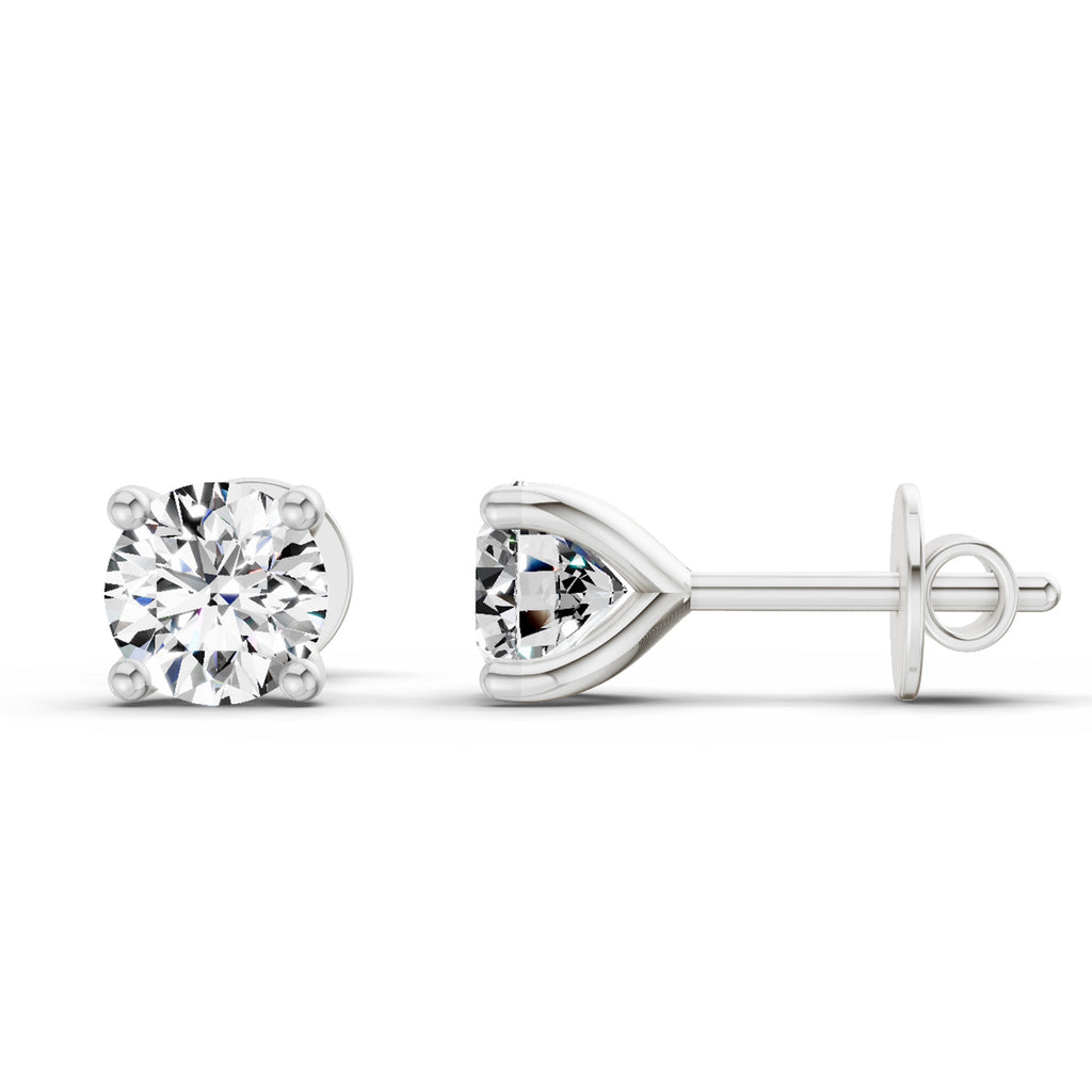 0.5 Carat 4 Prong Solitaire Diamond Stud Earrings 14K - White Gold