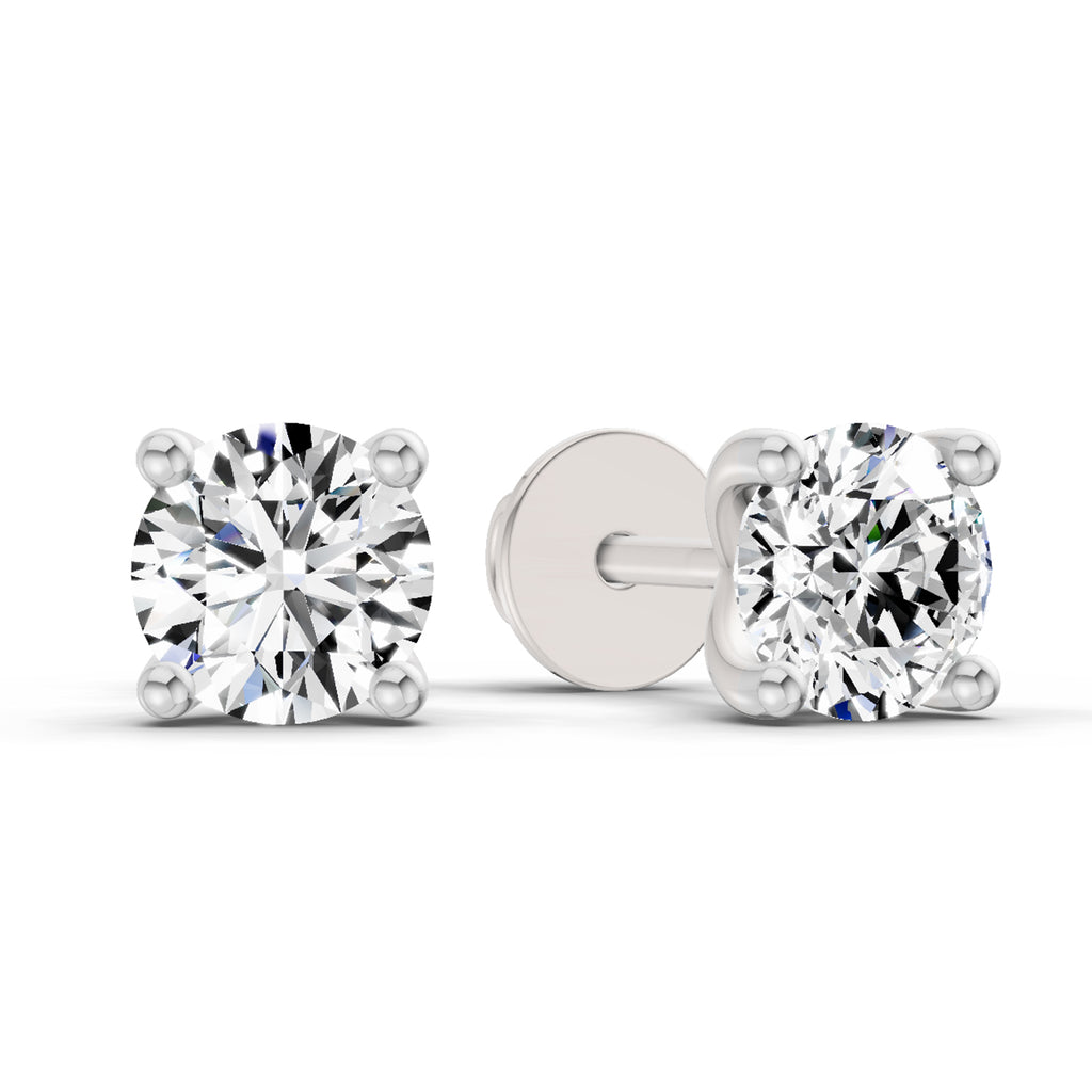 0.5 Carat 4 Prong Solitaire Diamond Stud Earrings 14K - White Gold