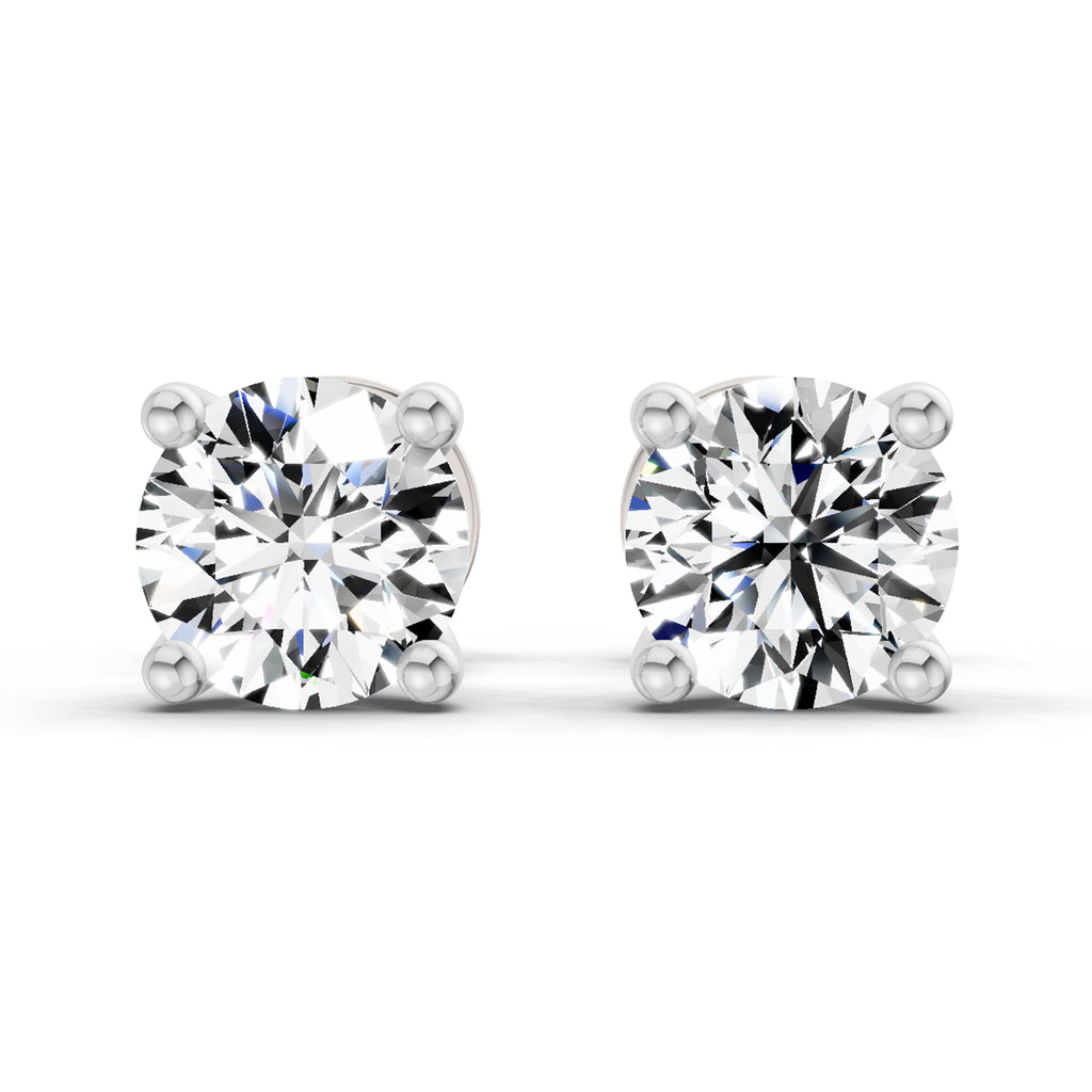 0.5 Carat 4 Prong Solitaire Diamond Stud Earrings 14K - White Gold