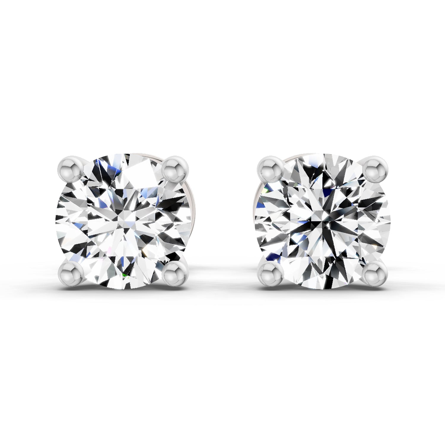 0.5 Carat 4 Prong Solitaire Diamond Stud Earrings 14K - White Gold