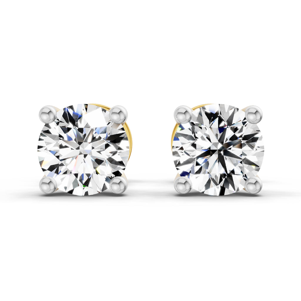 0.5 Carat 4 Prong Solitaire Diamond Stud Earrings 14K