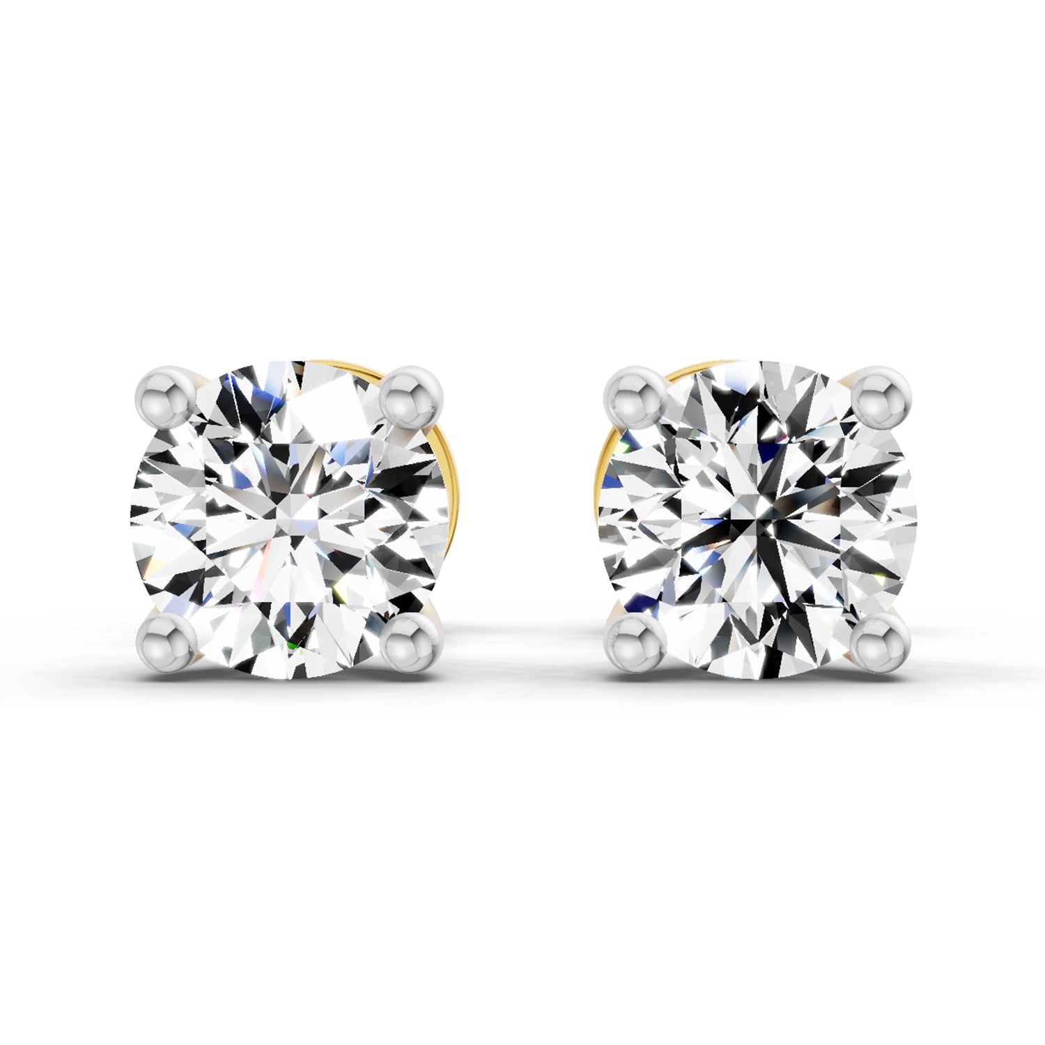 0.5 Carat 4 Prong Solitaire Diamond Stud Earrings 14K
