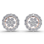 0.67 Carat Floral Cluster Diamond Stud Earrings 14K - Rose Gold
