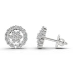 0.67 Carat Floral Cluster Diamond Stud Earrings 14K - White Gold