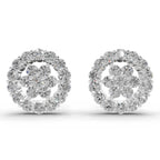 0.67 Carat Floral Cluster Diamond Stud Earrings 14K - White Gold