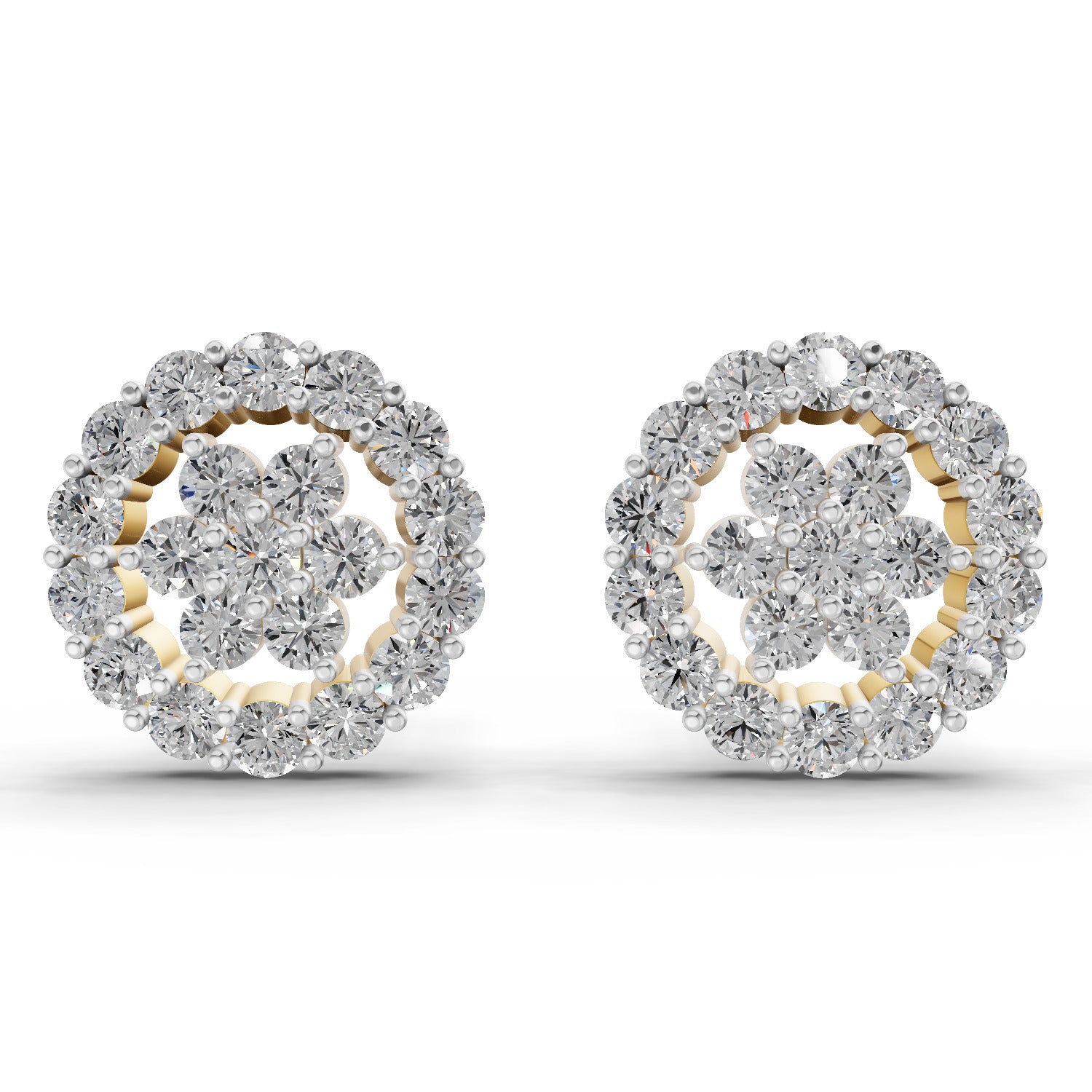0.67 Carat Floral Cluster Diamond Stud Earrings 14K