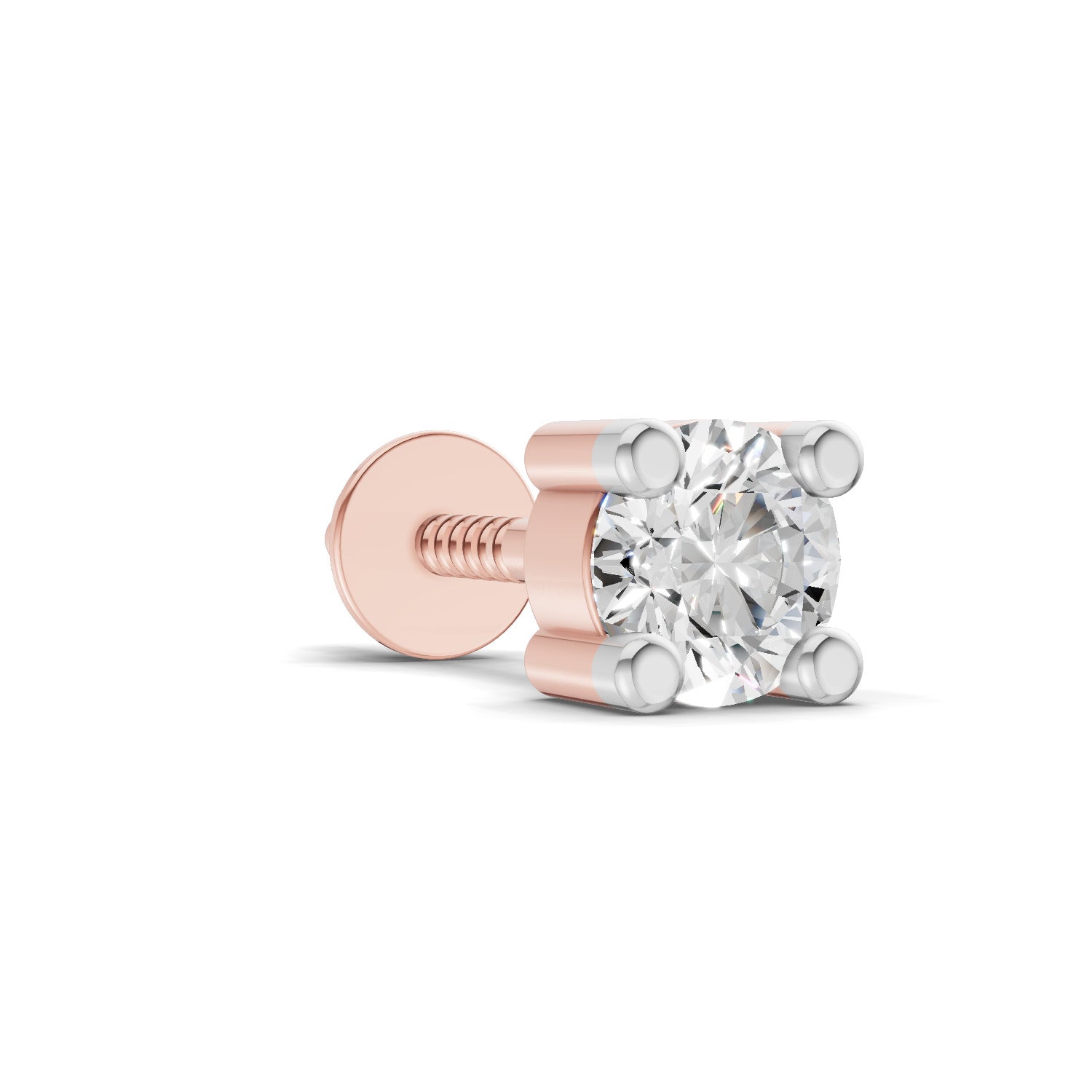 0.2 Carat Solitaire Earring for Men 14K - Rose Gold