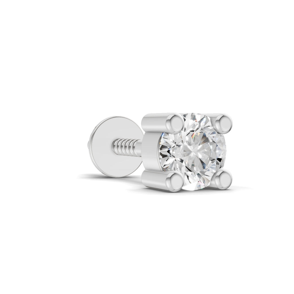 0.2 Carat Solitaire Earring for Men 14K - White Gold
