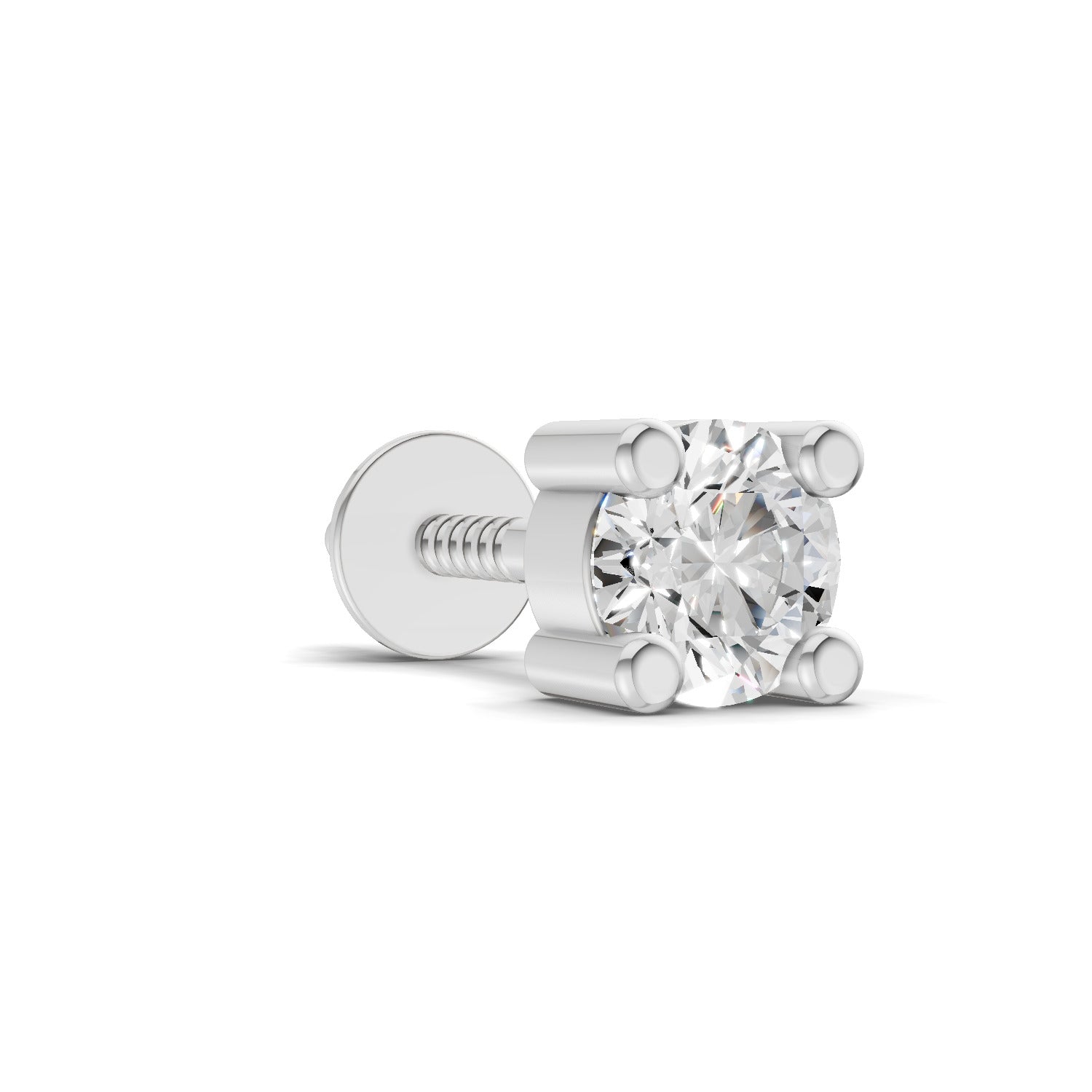0.2 Carat Solitaire Earring for Men 14K - White Gold