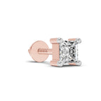 0.2 Carat Princess Shape Solitaire Earring for Men 14K - Rose Gold