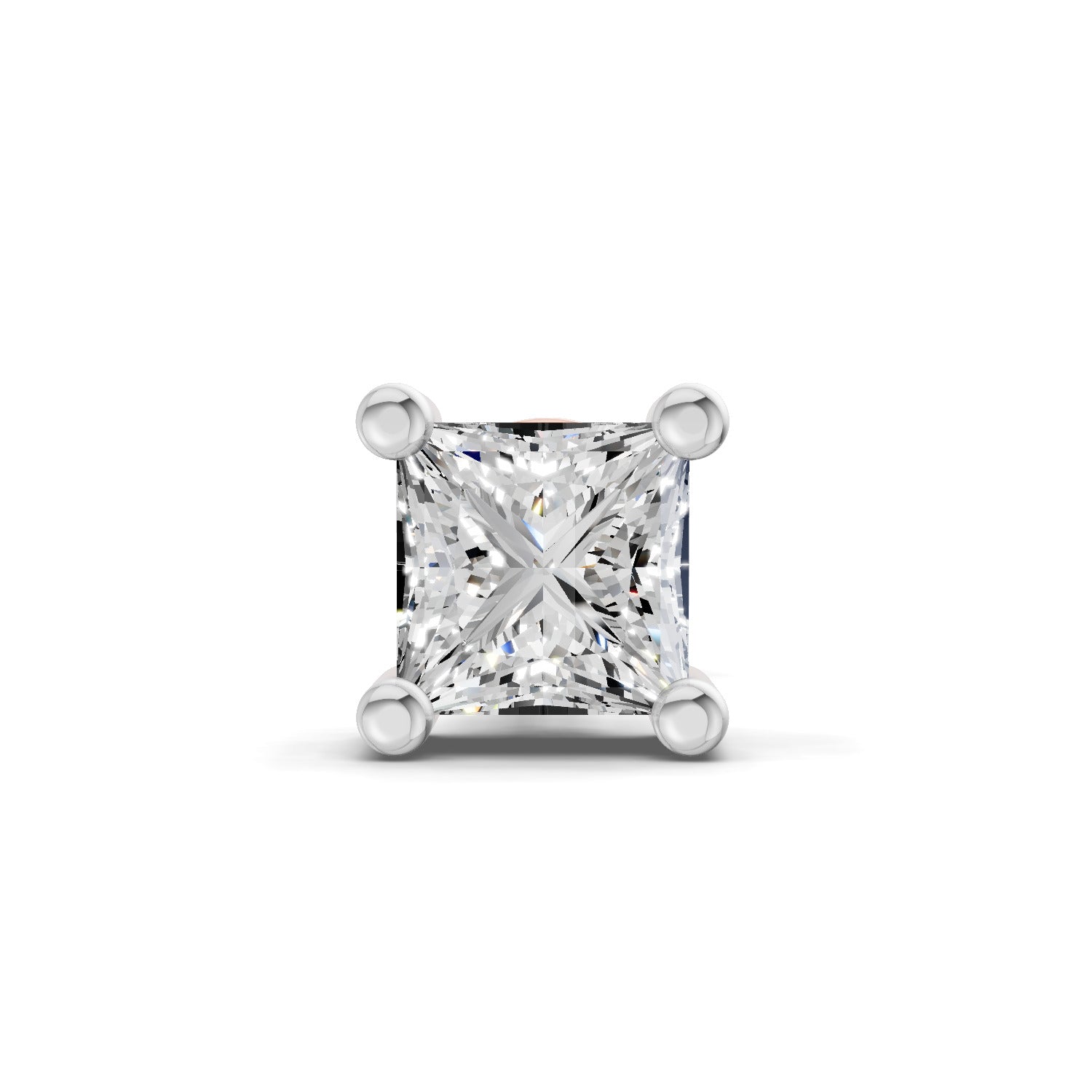 0.2 Carat Princess Shape Solitaire Earring for Men 14K - Rose Gold