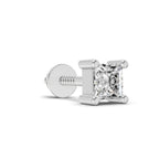 0.2 Carat Princess Shape Solitaire Earring for Men 14K - White Gold