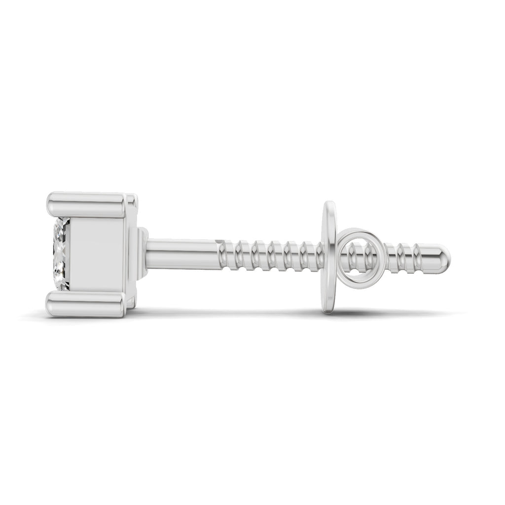 0.2 Carat Princess Shape Solitaire Earring for Men 14K - White Gold