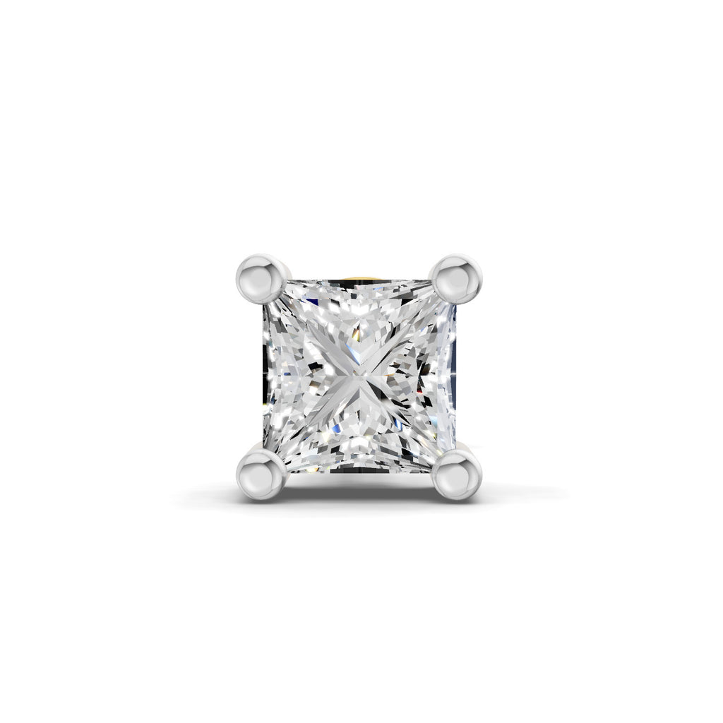 0.2 Carat Princess Shape Solitaire Earring for Men 14K