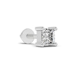 0.3 Carat Princess Shape Solitaire Earring for Men 14K - White Gold