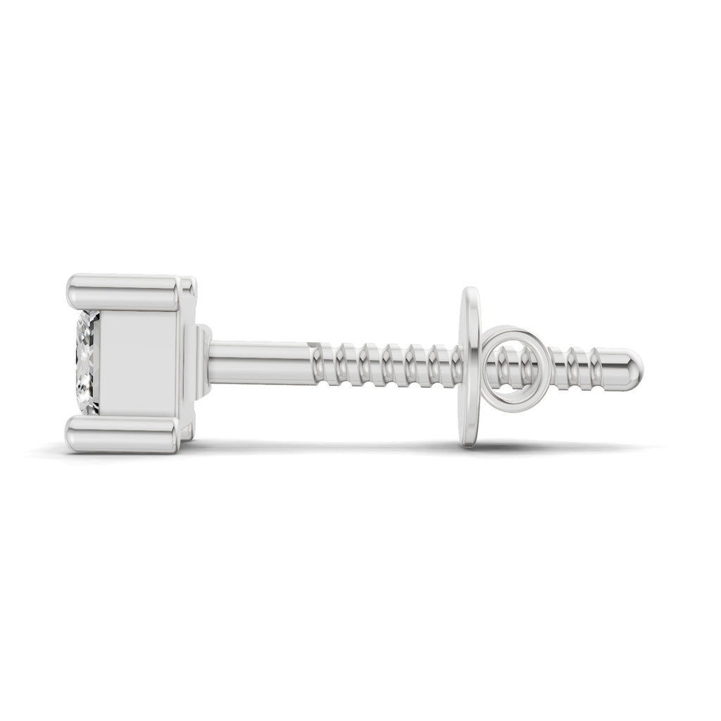 0.3 Carat Princess Shape Solitaire Earring for Men 14K - White Gold