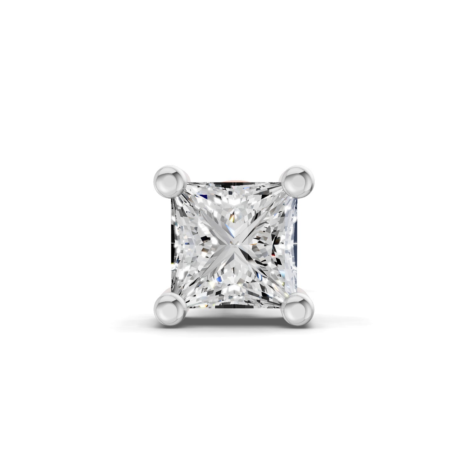 0.4 Carat Princess Shape Solitaire Earring for Men 14K - Rose Gold