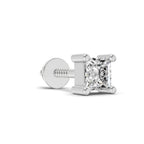 0.4 Carat Princess Shape Solitaire Earring for Men 14K - White Gold