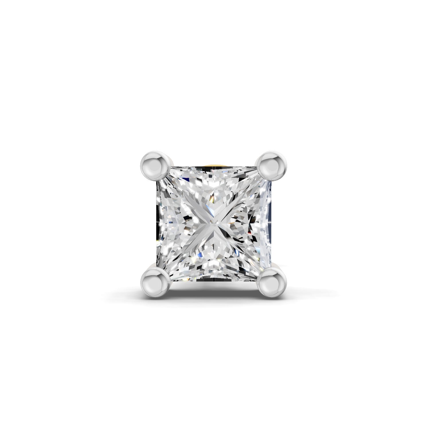0.4 Carat Princess Shape Solitaire Earring for Men 14K - White Gold