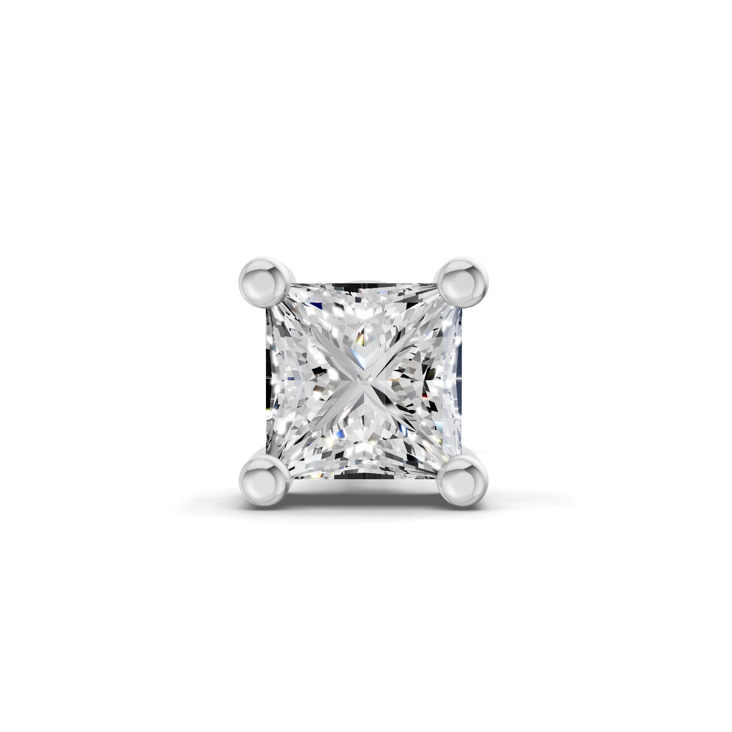 0.4 Carat Princess Shape Solitaire Earring for Men 14K