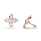 0.36 Carat Floral Stud Earrings 14K - Rose Gold