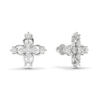 0.36 Carat Floral Stud Earrings 14K - White Gold