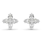 0.36 Carat Floral Stud Earrings 14K - White Gold