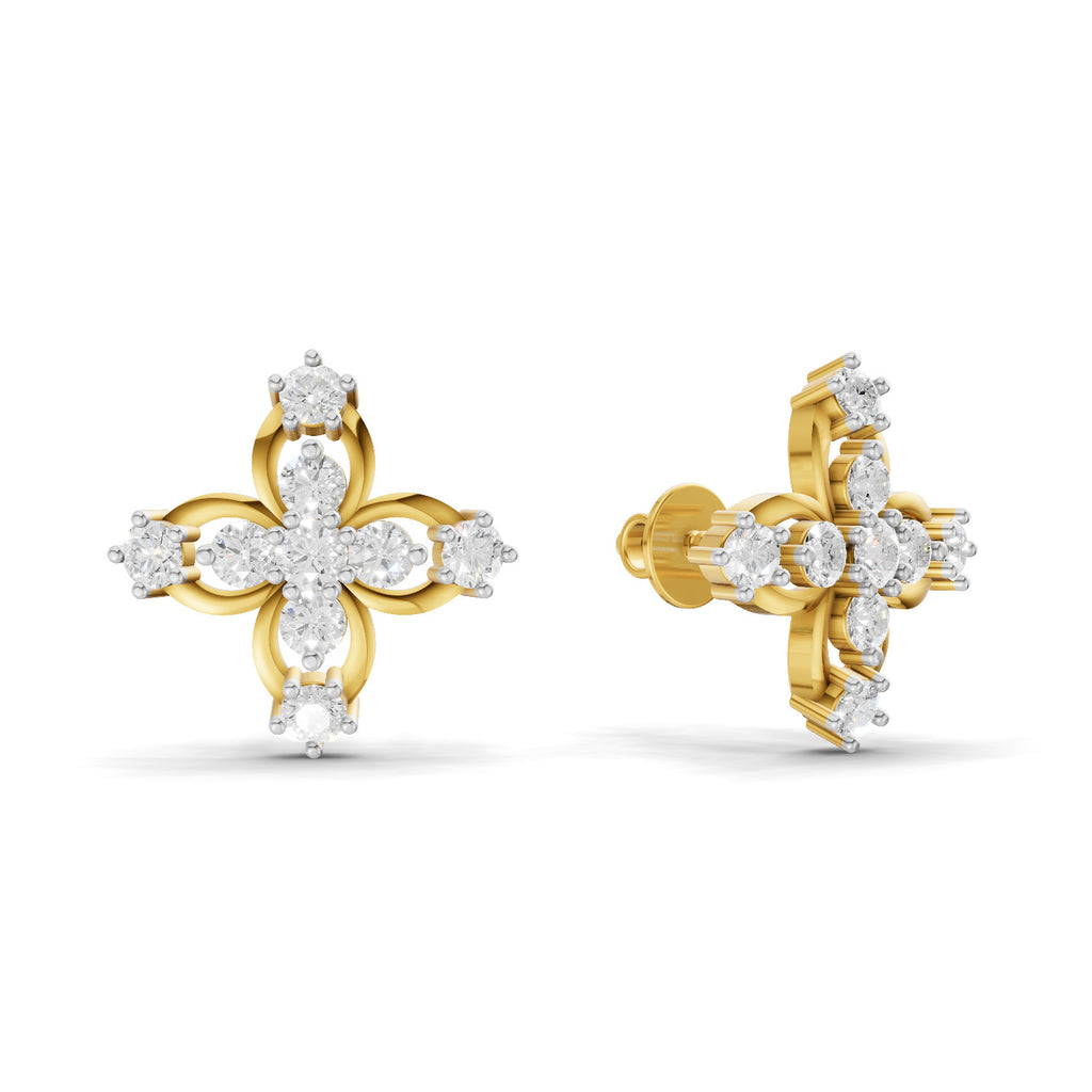 0.36 Carat Floral Stud Earrings 14K