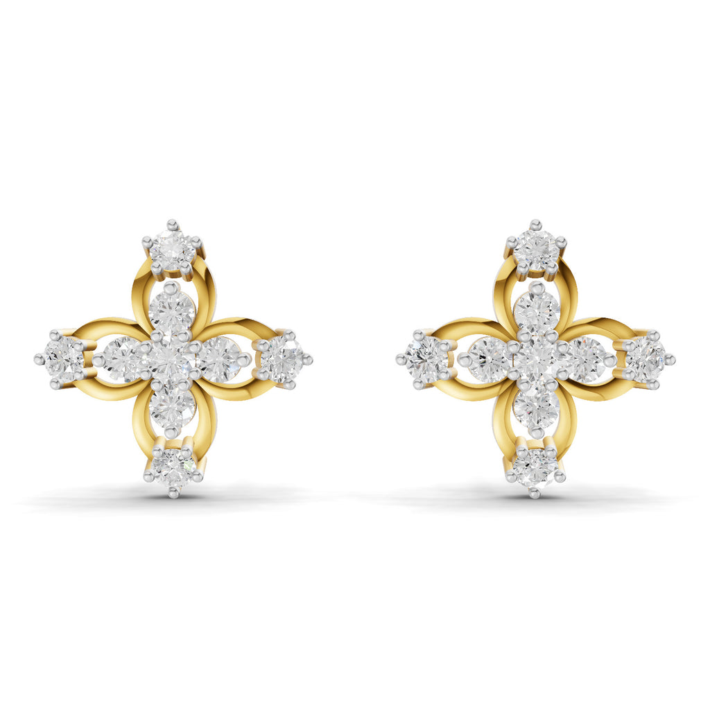 0.36 Carat Floral Stud Earrings 14K