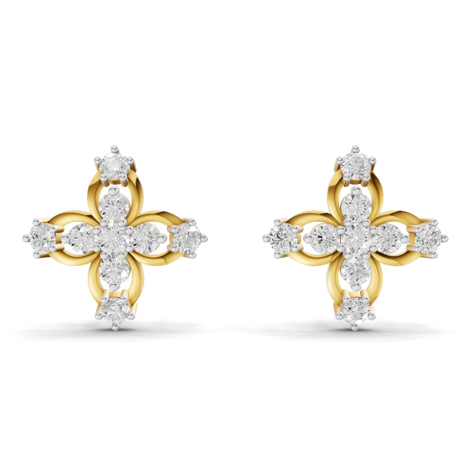 0.36 Carat Floral Stud Earrings 14K