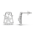 0.44 Carat Floral Trapeze Diamond Drop Earrings 14K - White Gold