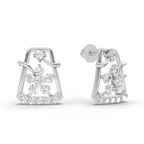 0.44 Carat Floral Trapeze Diamond Drop Earrings 14K - White Gold