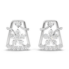 0.44 Carat Floral Trapeze Diamond Drop Earrings 14K - White Gold