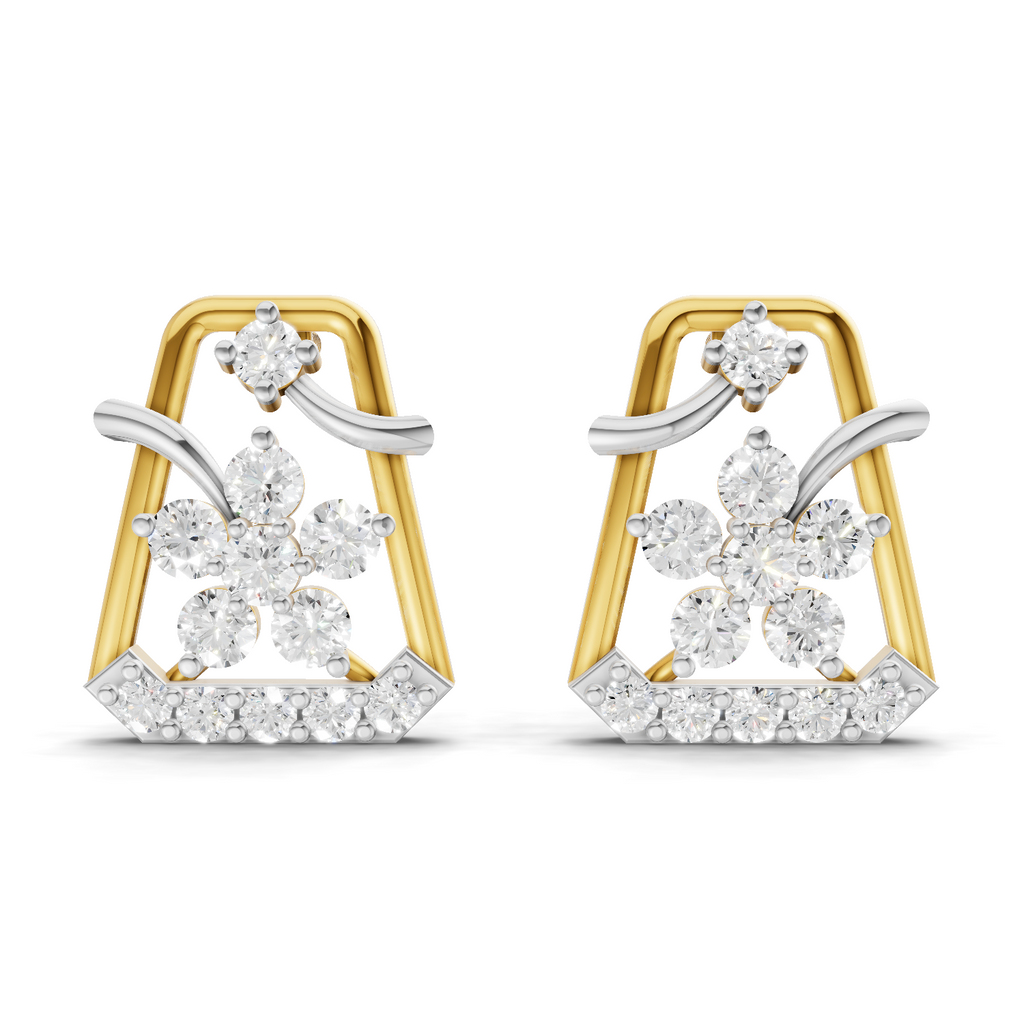 0.44 Carat Floral Trapeze Diamond Drop Earrings 14K