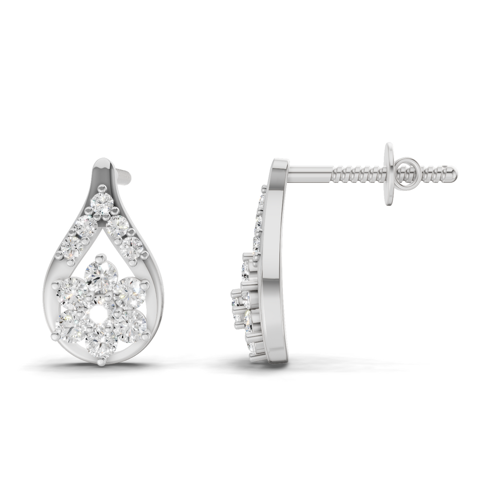 0.45 Carat Teardrop Earrings 14K - White Gold