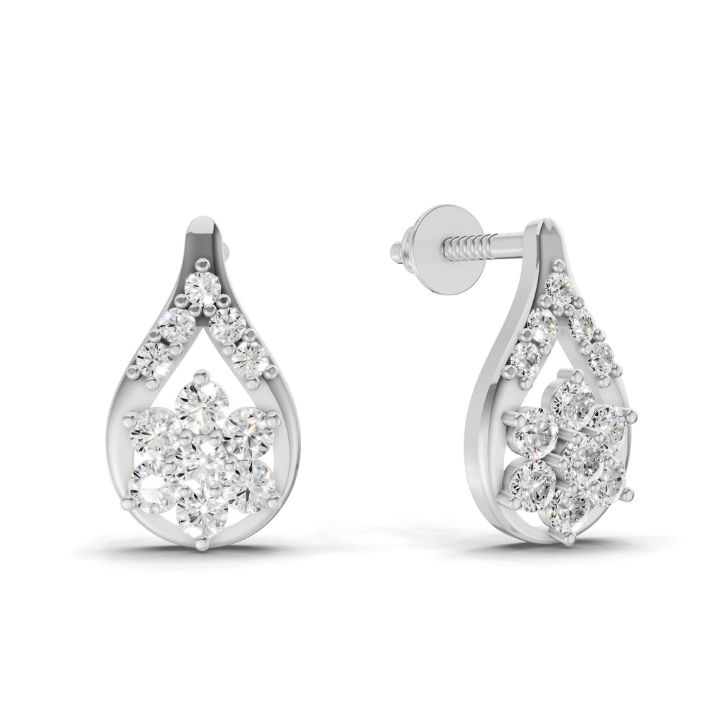 0.45 Carat Teardrop Earrings 14K - White Gold