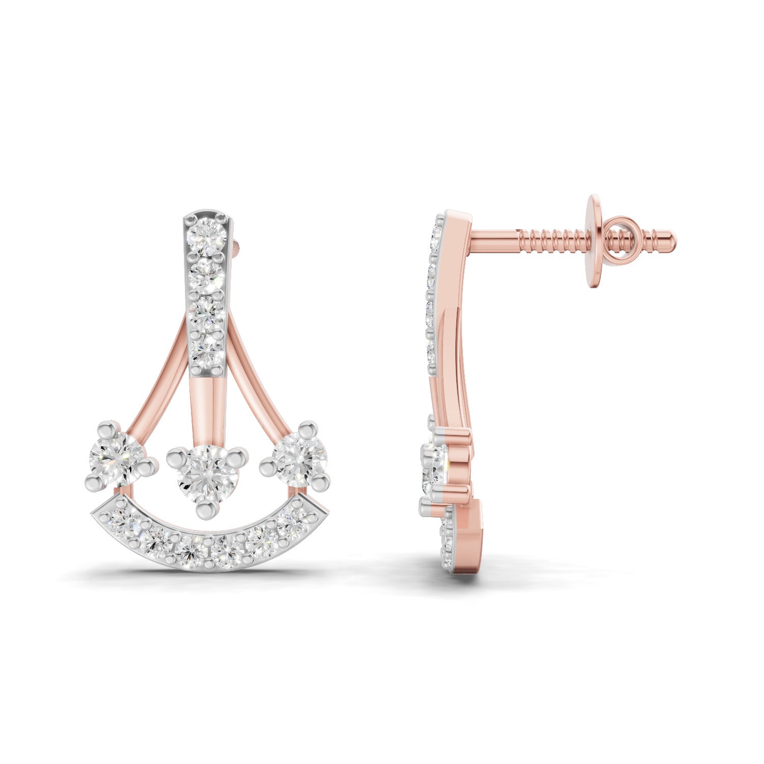 0.46 Carat Trinity Sparkle Earrings 14K - Rose Gold