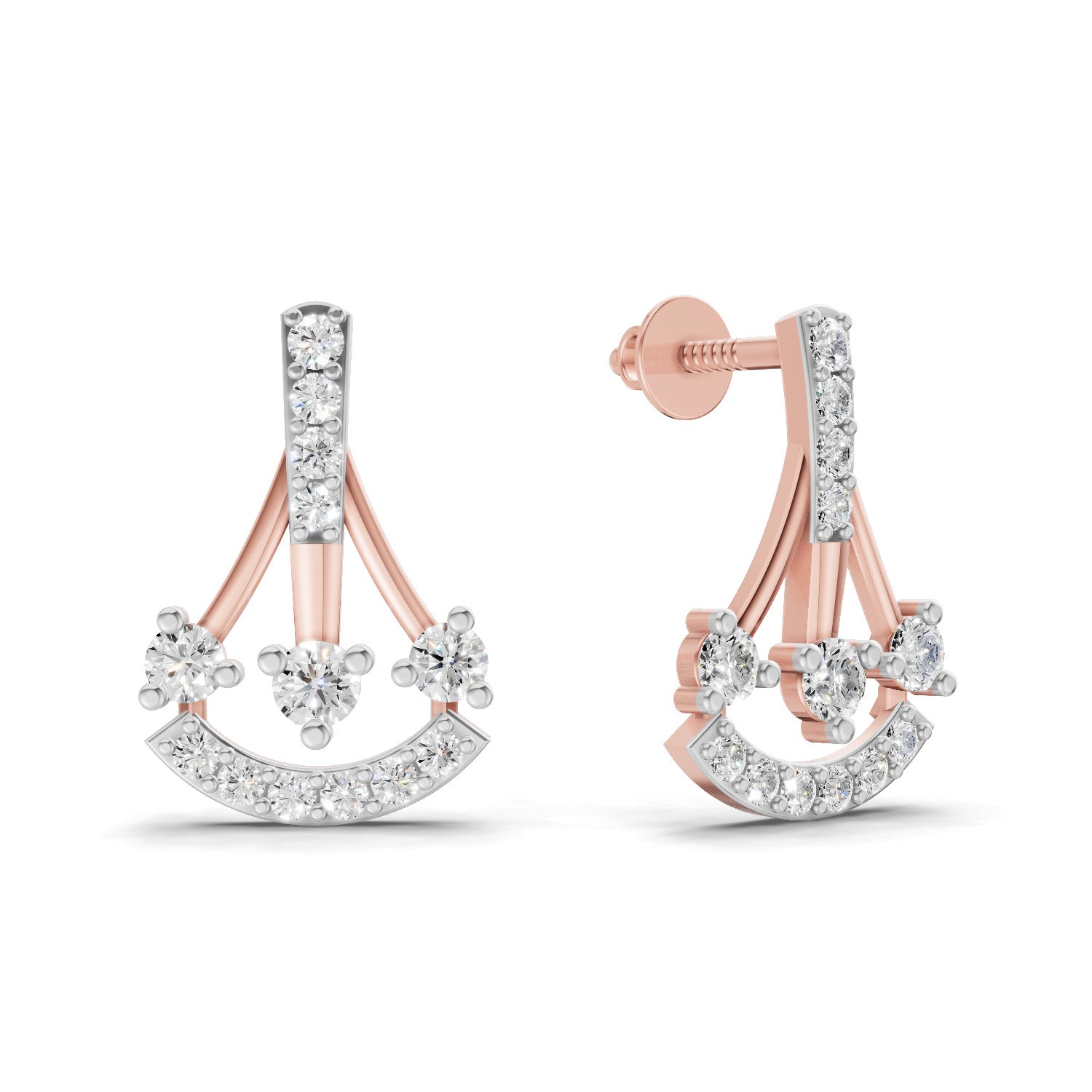 0.46 Carat Trinity Sparkle Earrings 14K - Rose Gold