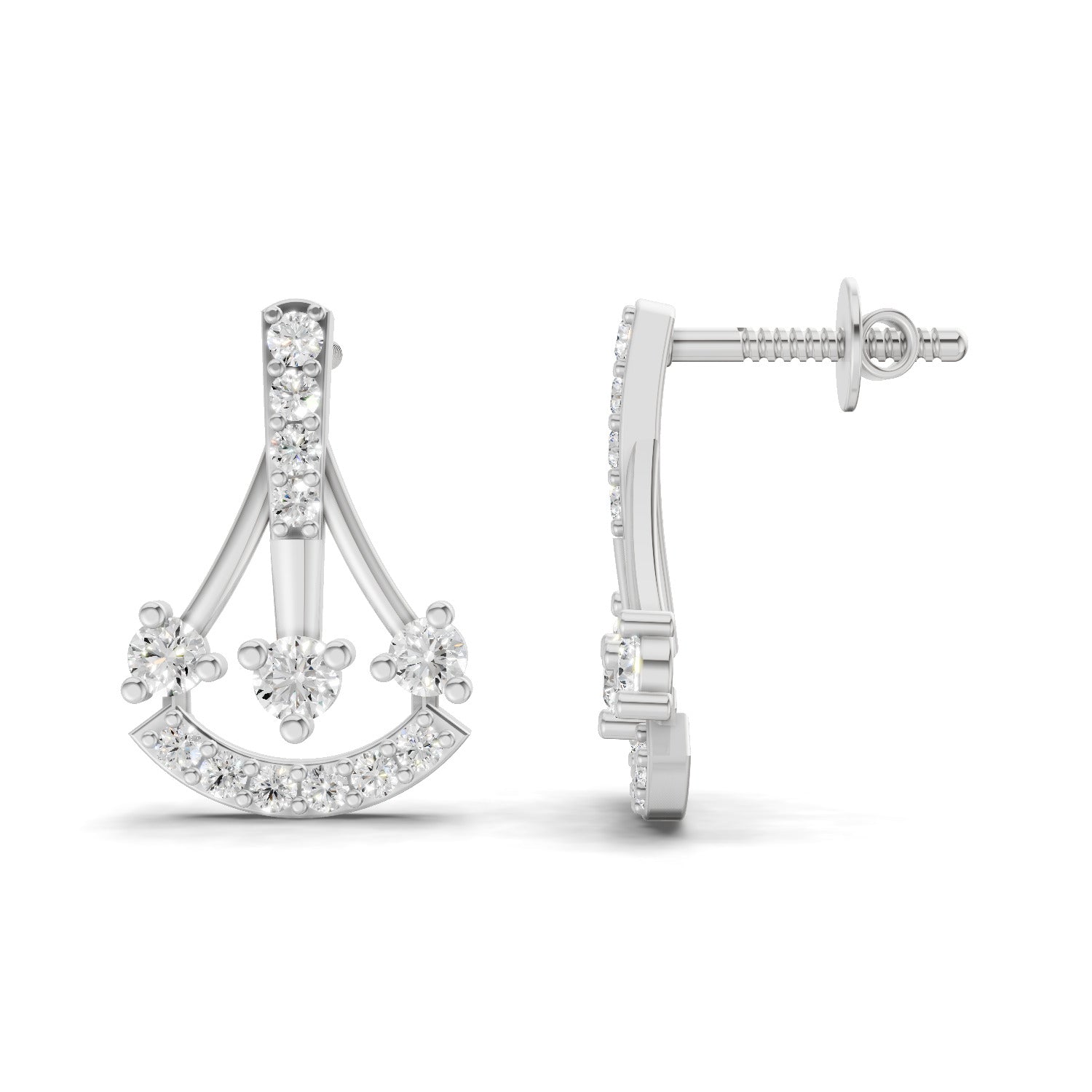 0.46 Carat Trinity Sparkle Earrings 14K - White Gold