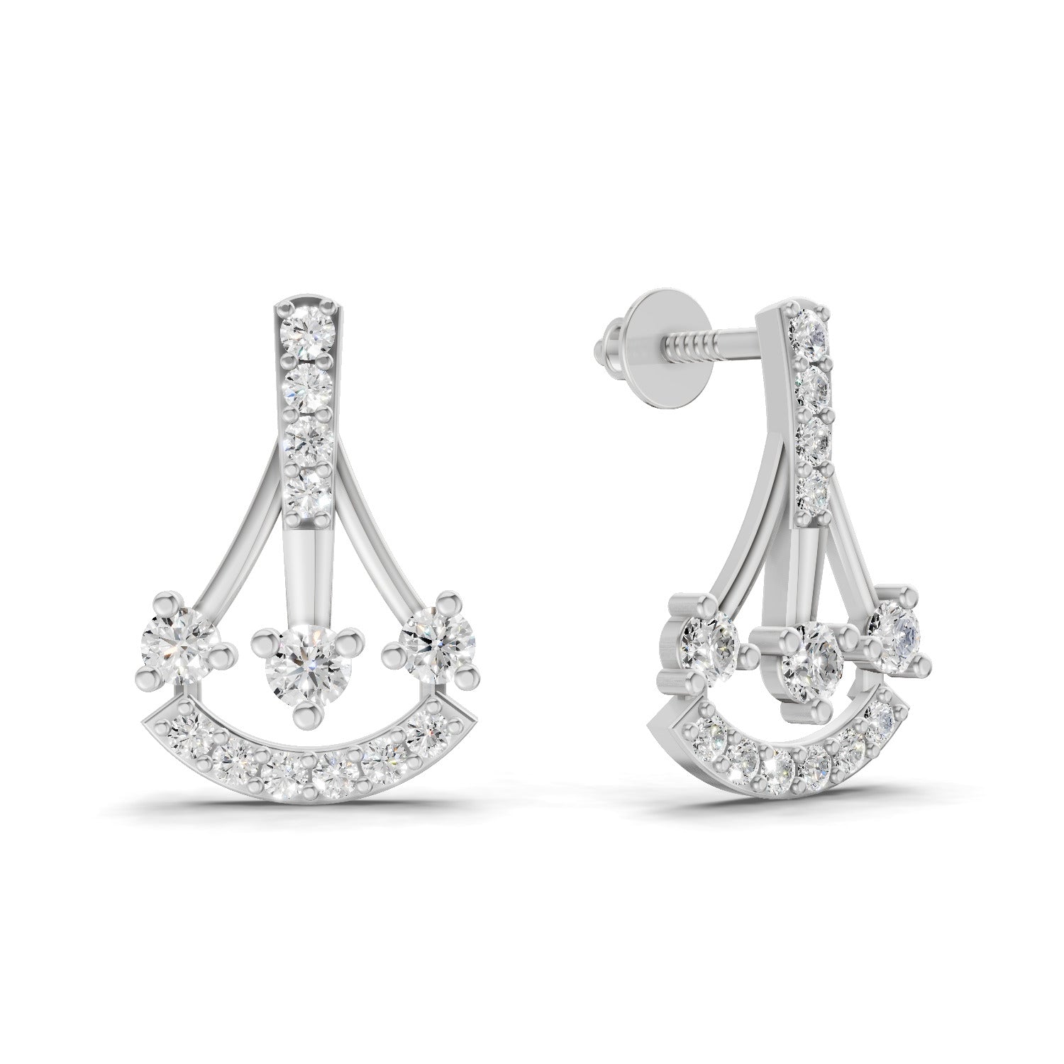 0.46 Carat Trinity Sparkle Earrings 14K - White Gold