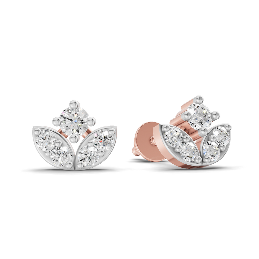 0.23 Carat Leaf Petal Stud Earrings 14K - Rose Gold