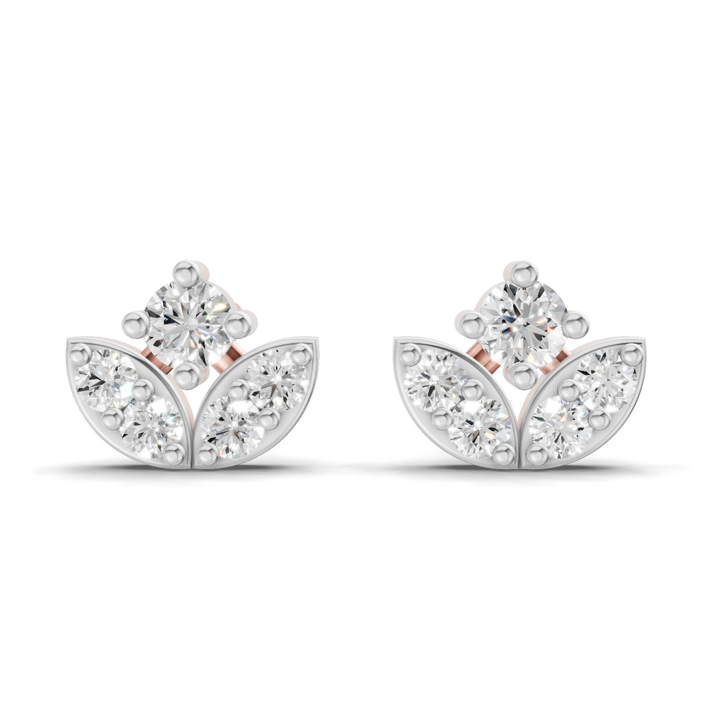 0.23 Carat Leaf Petal Stud Earrings 14K - Rose Gold